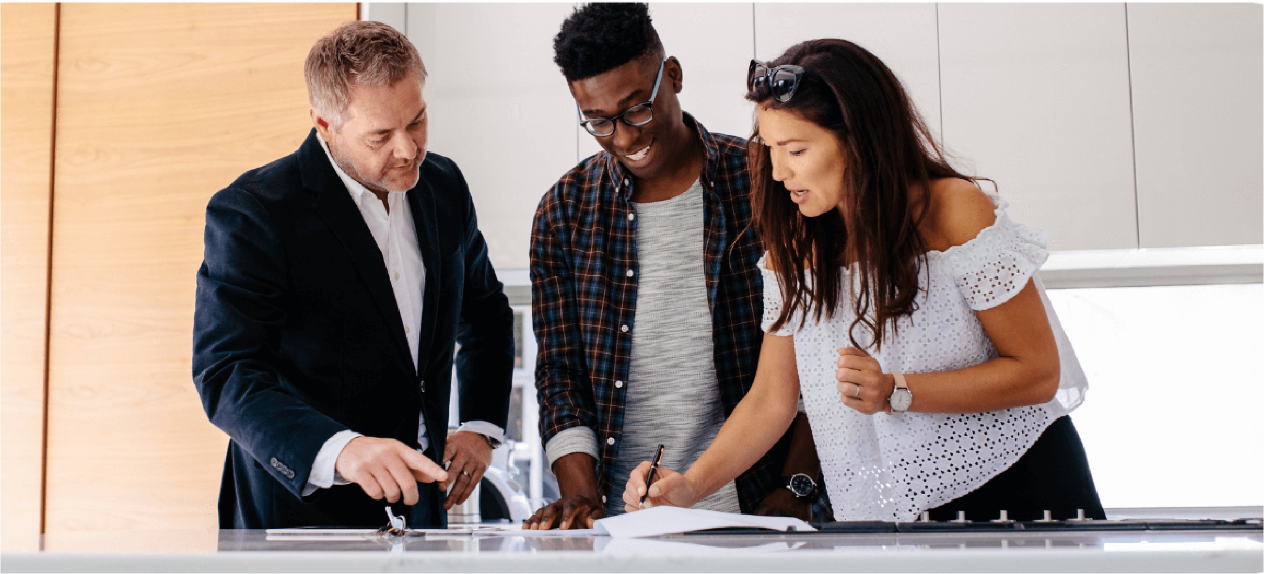 three person sitting